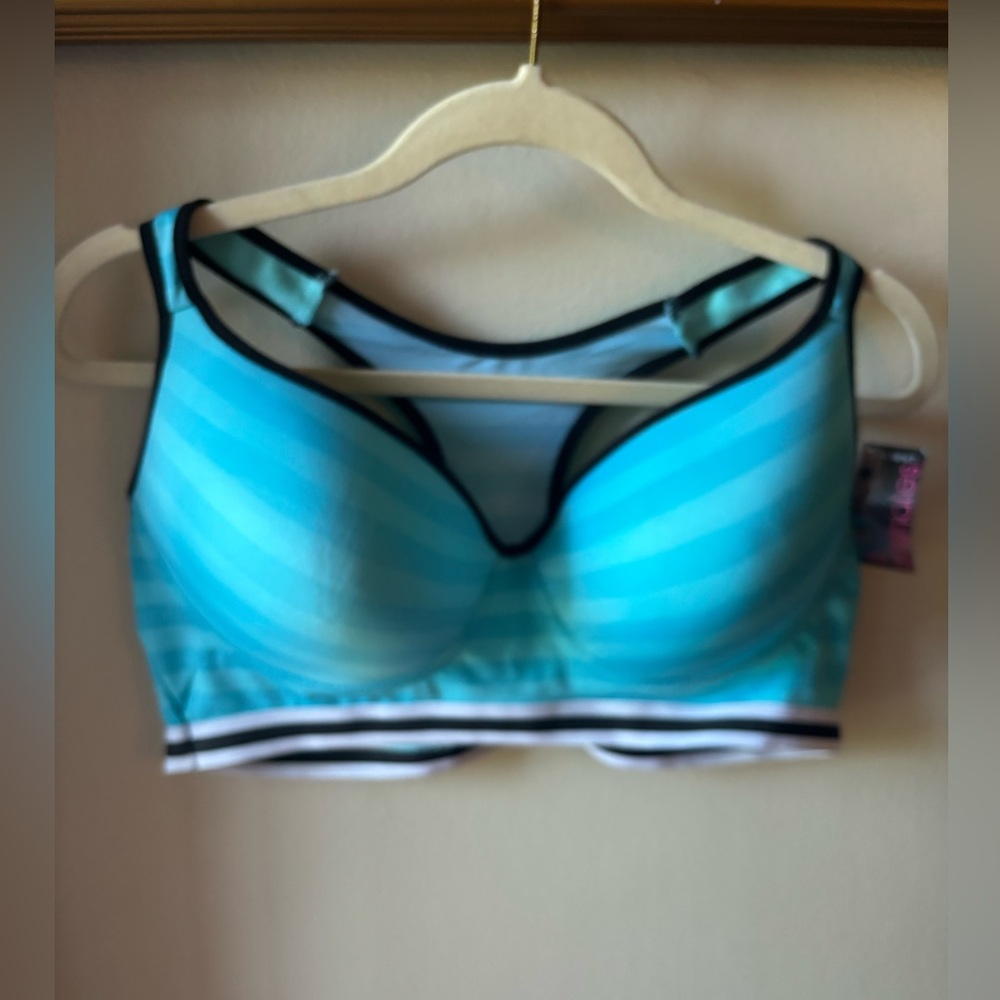 Just Intimates Striped Blue Women's Sports Bra.